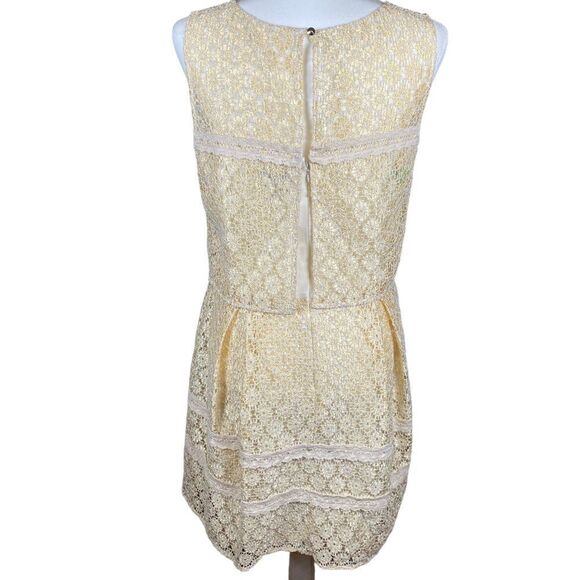 Jessica Simpson Gold Shimmer Lace Overlay Fit & Flare Sleeveless Party Dress 12 - Picture 3 of 10